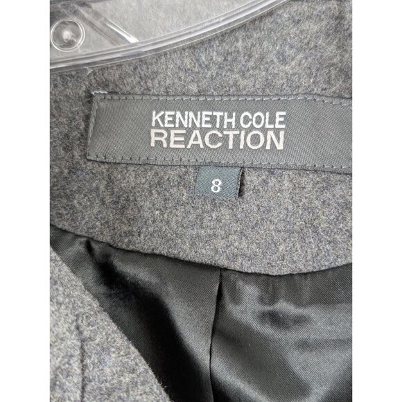 Kenneth Cole Reaction Womens 8 Gray Wool Blend Button Front Pockets Overcoat - Picture 8 of 9
